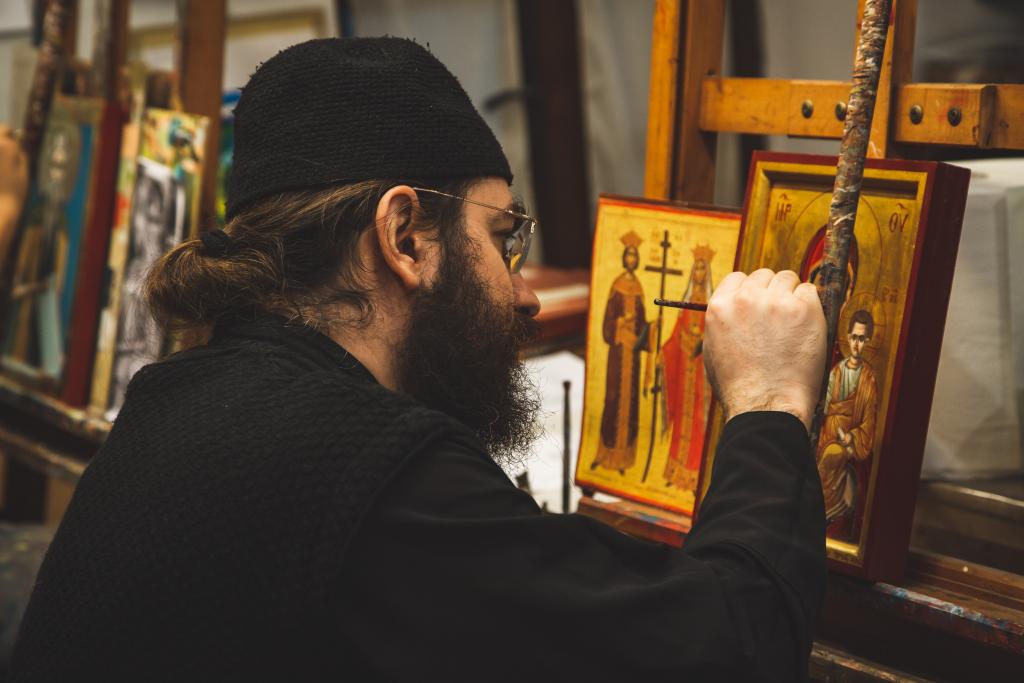 Monk painting an icon